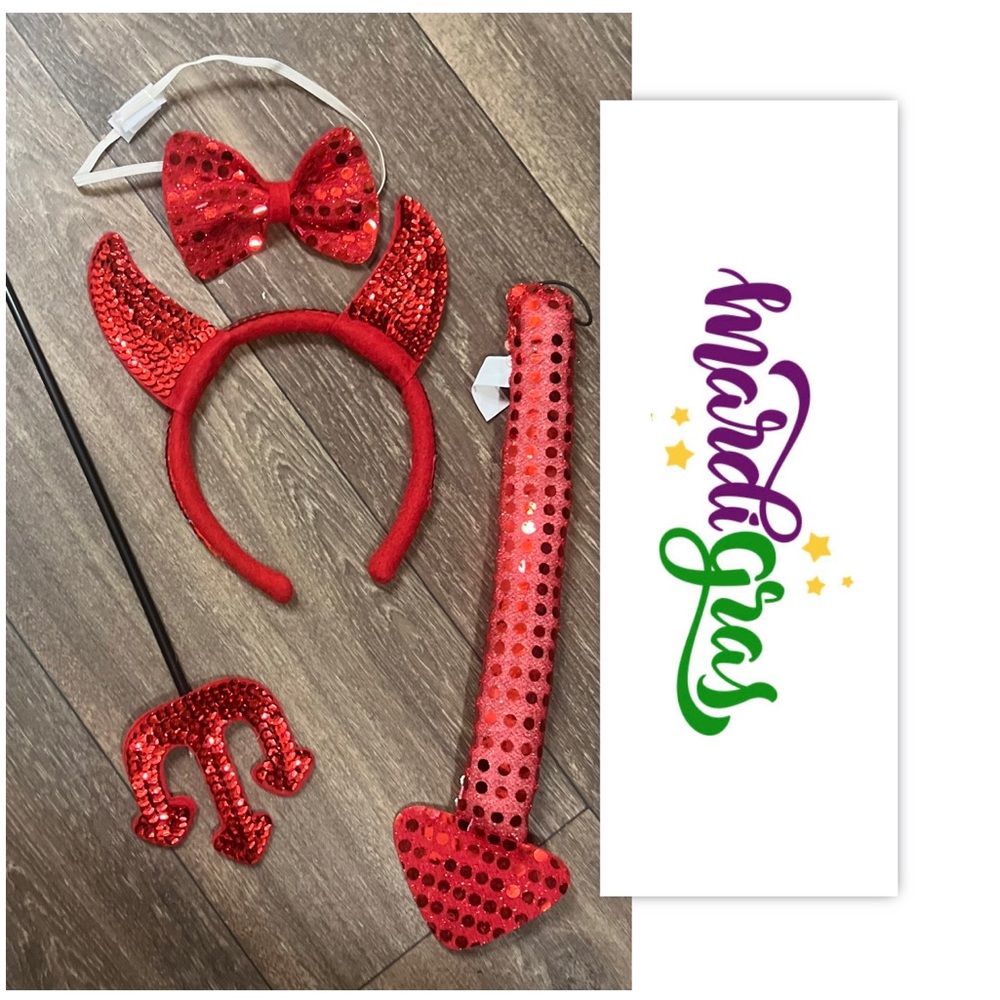 Marci Gras Red Devil Sequins 4 Piece Set